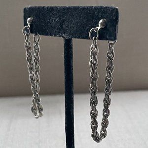 Women Earrings Silver Tone Chain style Hoop Ear Fashion Jewelry unbranded